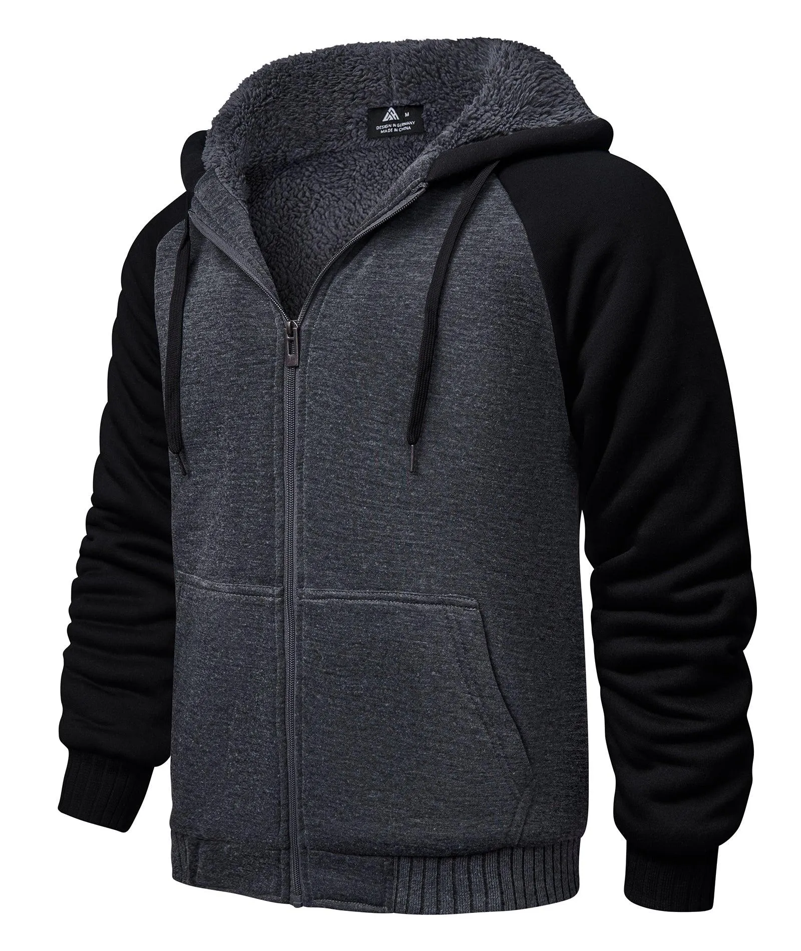 Men's Zip Up Fleece Lined Hoodie-ZPK006586