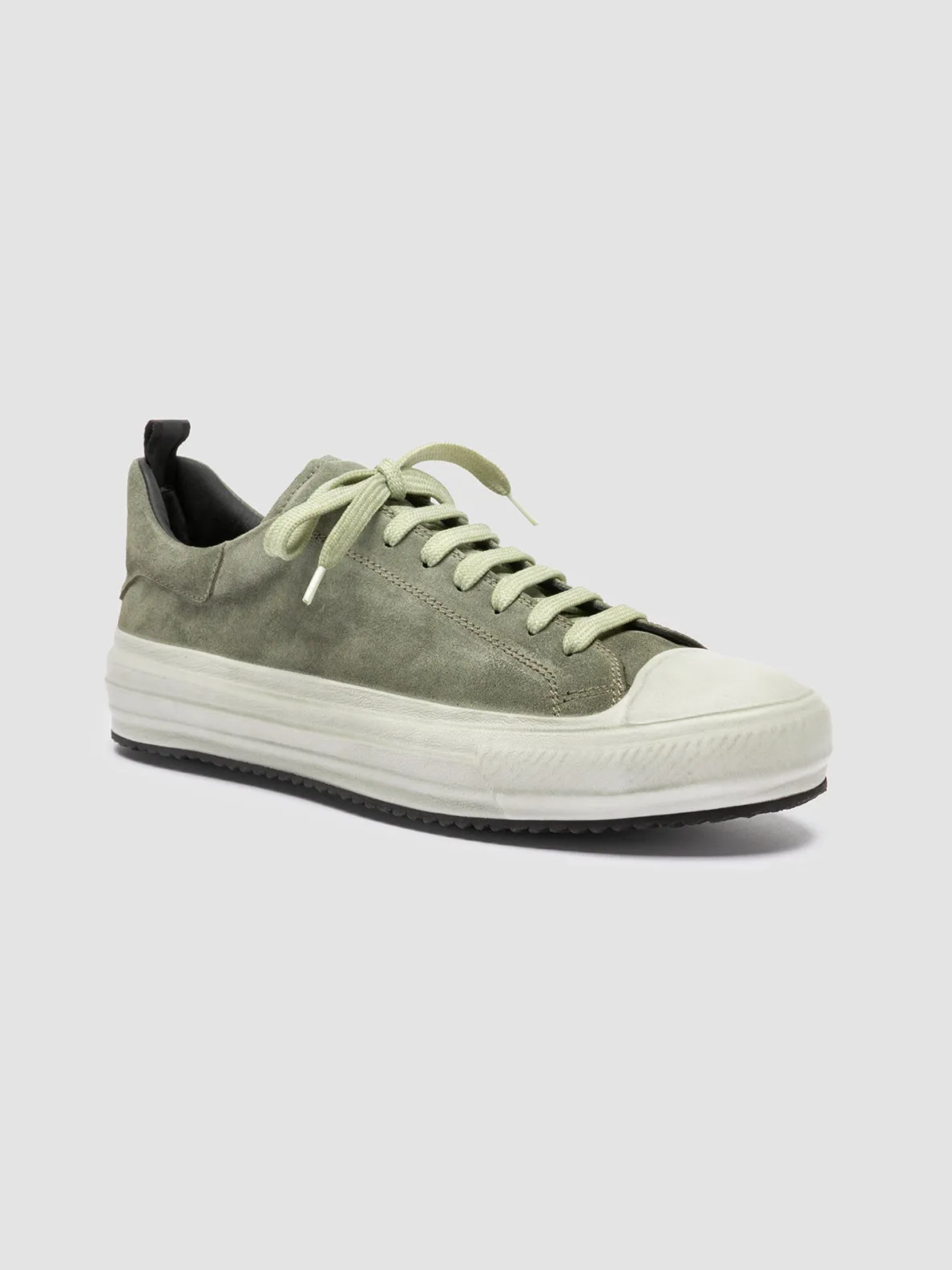 MES 009 - Green Leather and Suede Low Top Sneakers