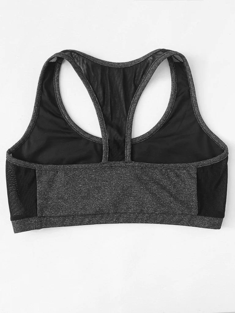 Mesh Panel Racerback Sports Bra