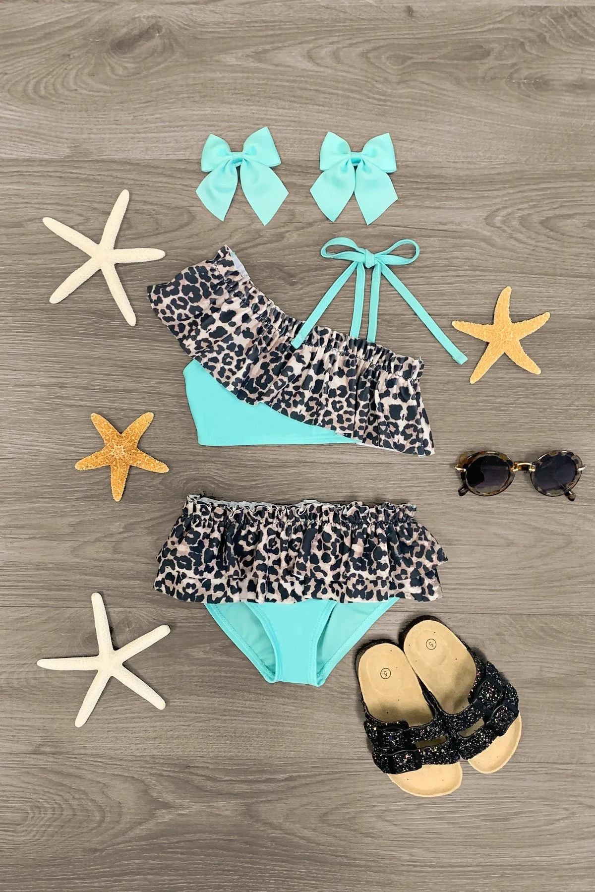 Mint Cheetah Swimsuit Set - 2 Piece