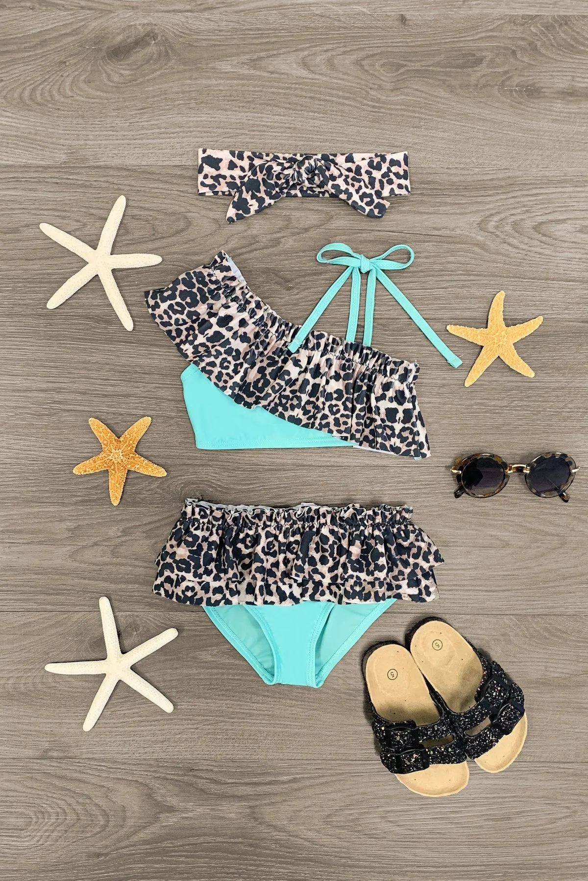 Mint Cheetah Swimsuit Set - 2 Piece