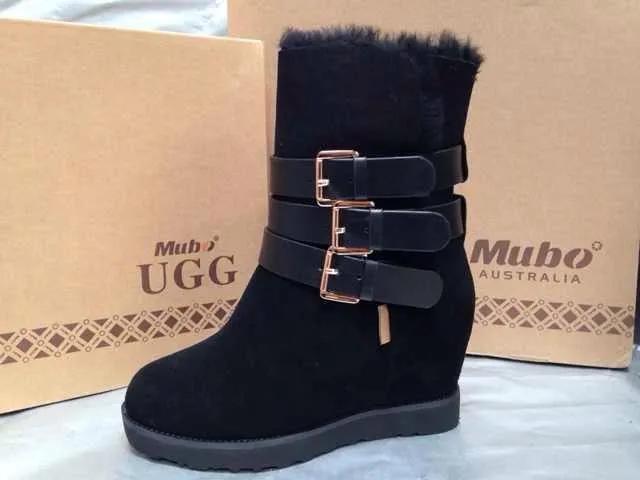 MUBO UGG BOOTS Hidden Heel TPR Sole Black