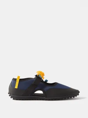 Navy beaded cutout neoprene ballet flats