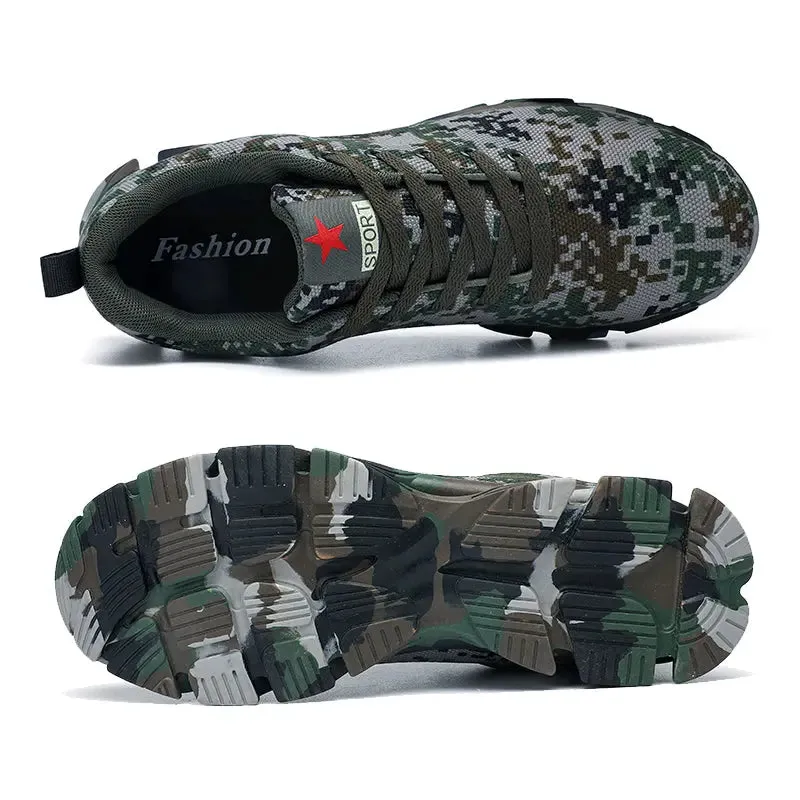 New Outdoor Shoes Men Breathable Hiking Shoes Light Weight Camouflage Hiking Shoes