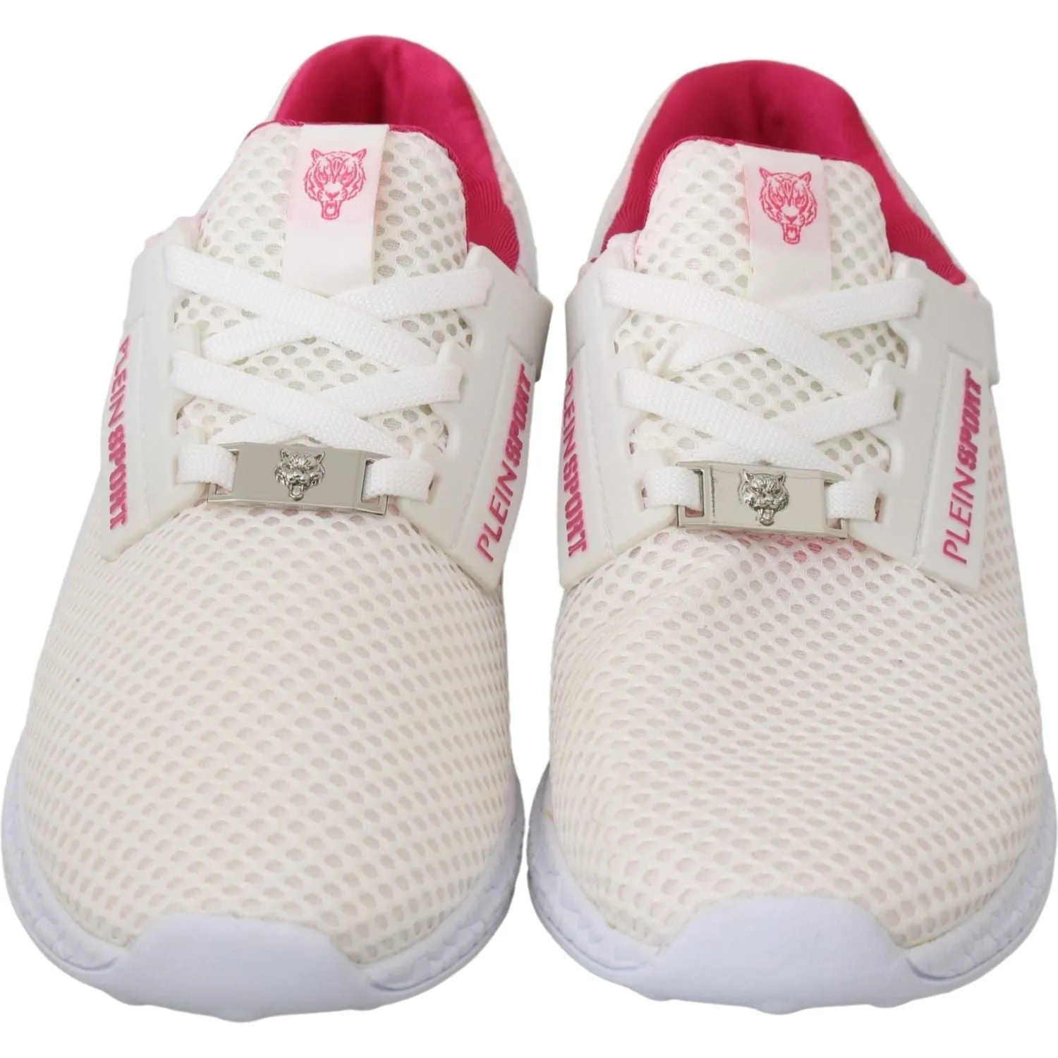 Philipp Plein Chic White Becky Sneakers with Pink Accents