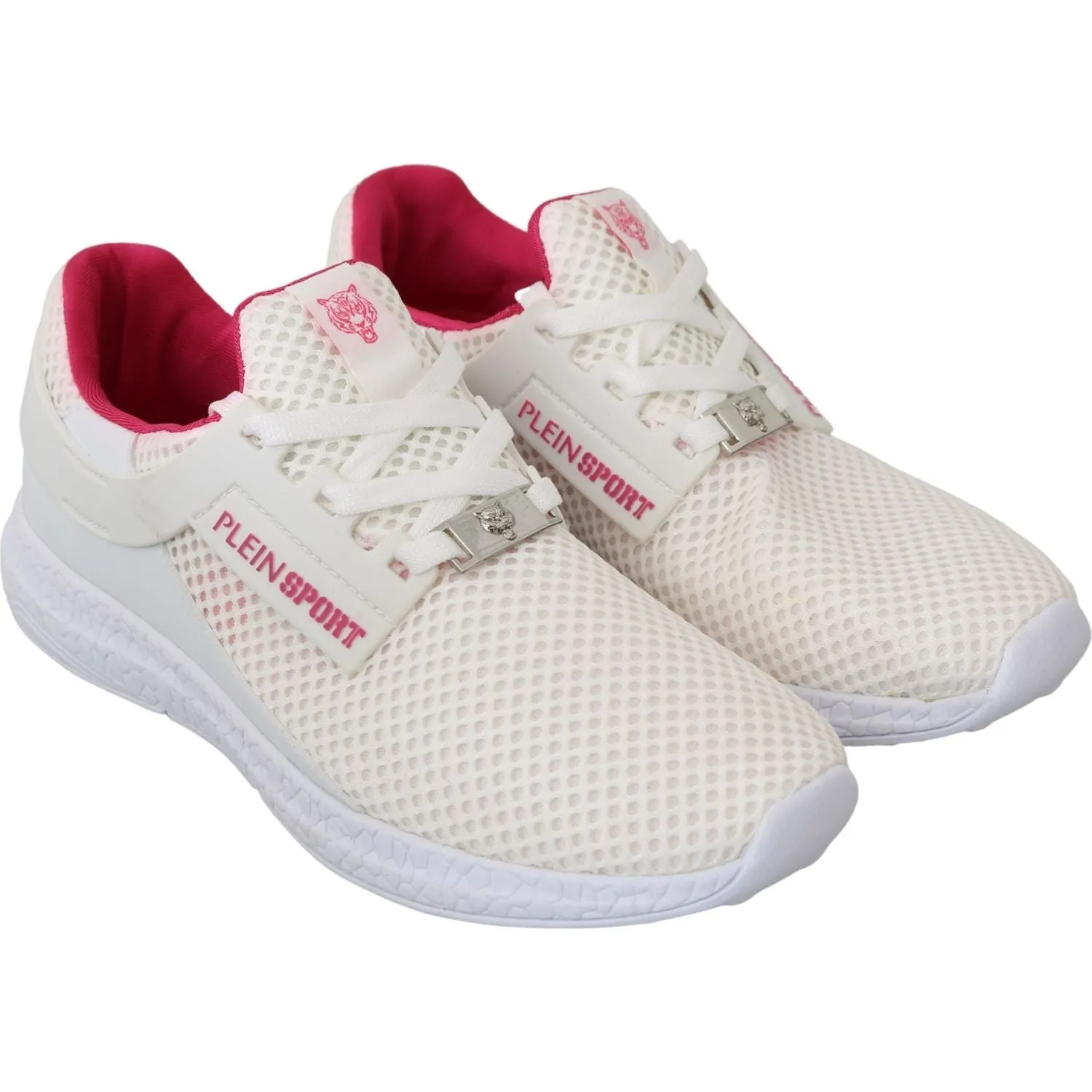 Philipp Plein Chic White Becky Sneakers with Pink Accents