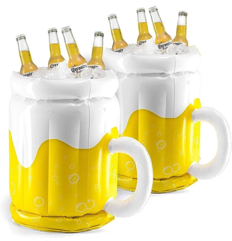 PVC Inflatable Ice Bucket Water Inflatable Beverage Bucket(Yellow)