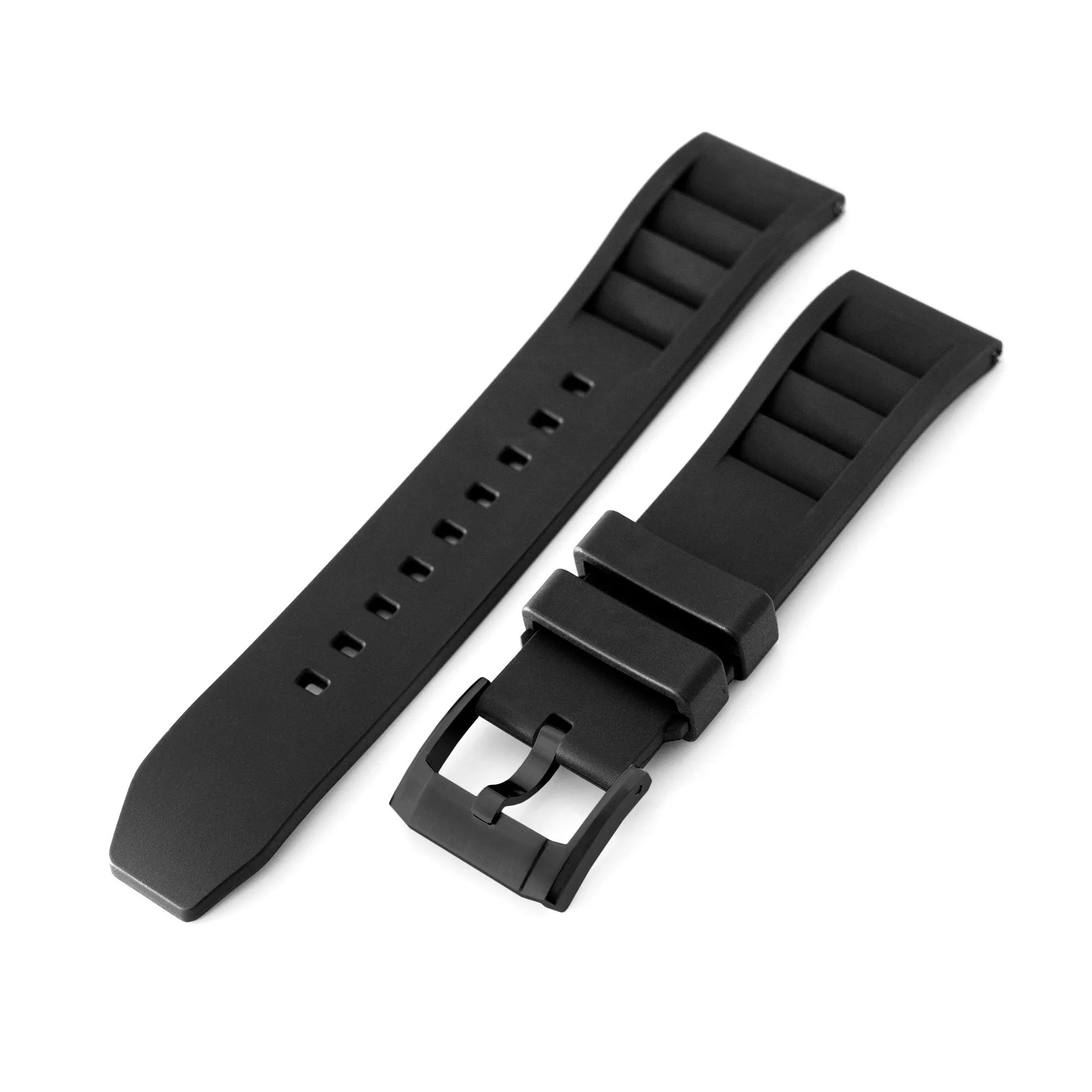 Quick Release Black RM Vented FKM rubber watch strap, DLC