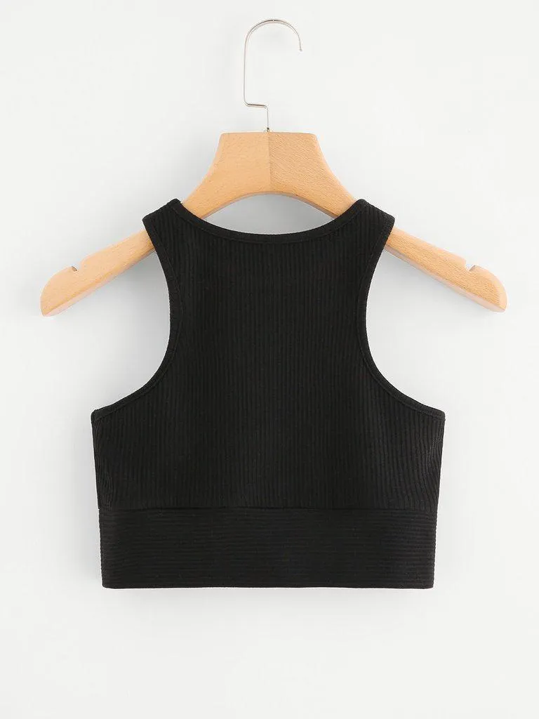 Rib Knit Racer Sports Bra