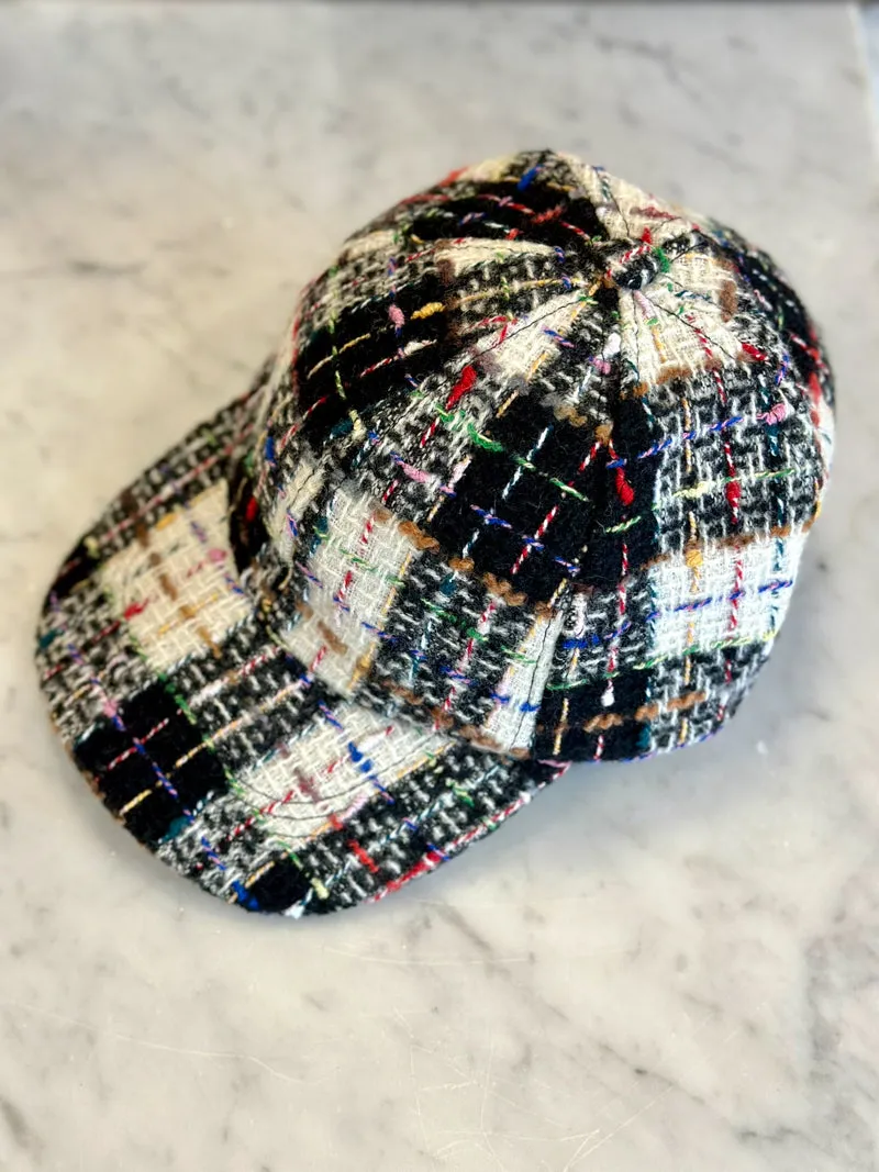 Romy Plaid Ball Cap - Black/White/Multi