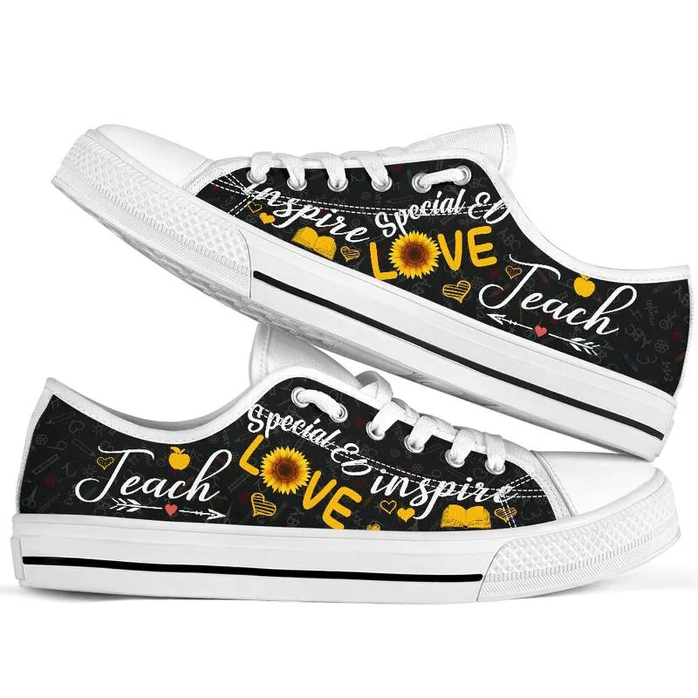 Special Ed Teach Sunflower Low Top Shoes, Teacher Shoes, Low Top Sneakers