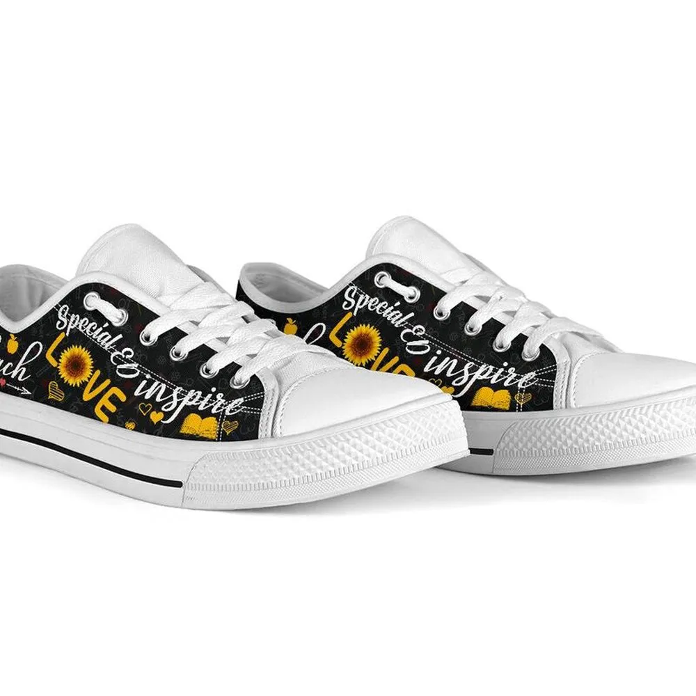 Special Ed Teach Sunflower Low Top Shoes, Teacher Shoes, Low Top Sneakers