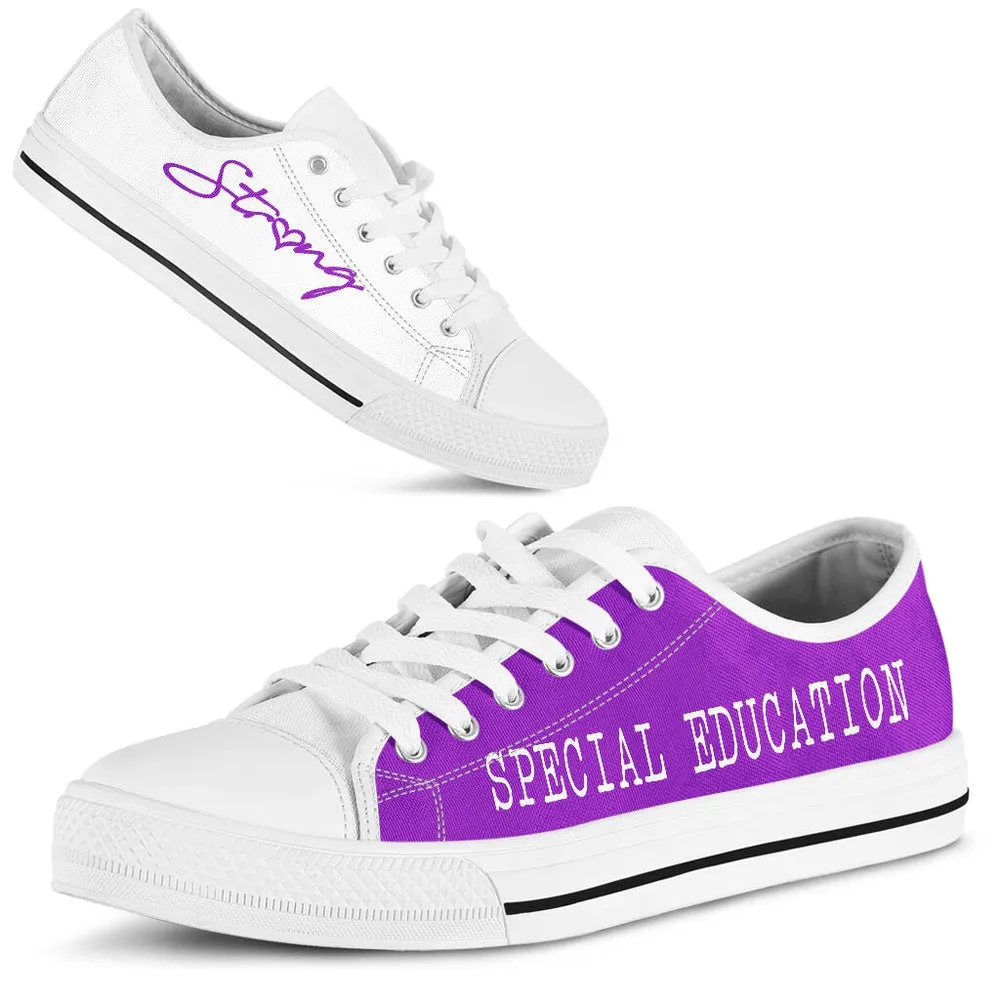 Special Education Strong Purple White Shoes, Teacher Shoes, Low Top Sneakers