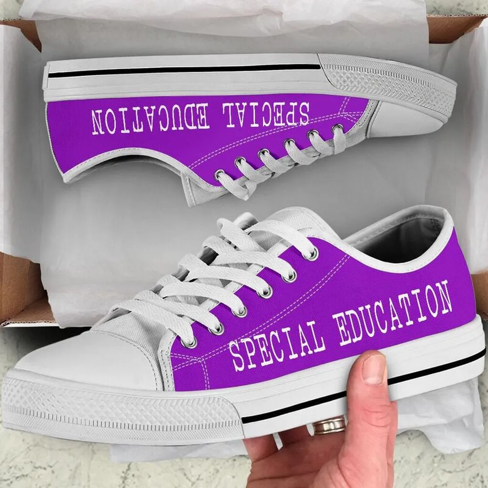 Special Education Strong Purple White Shoes, Teacher Shoes, Low Top Sneakers