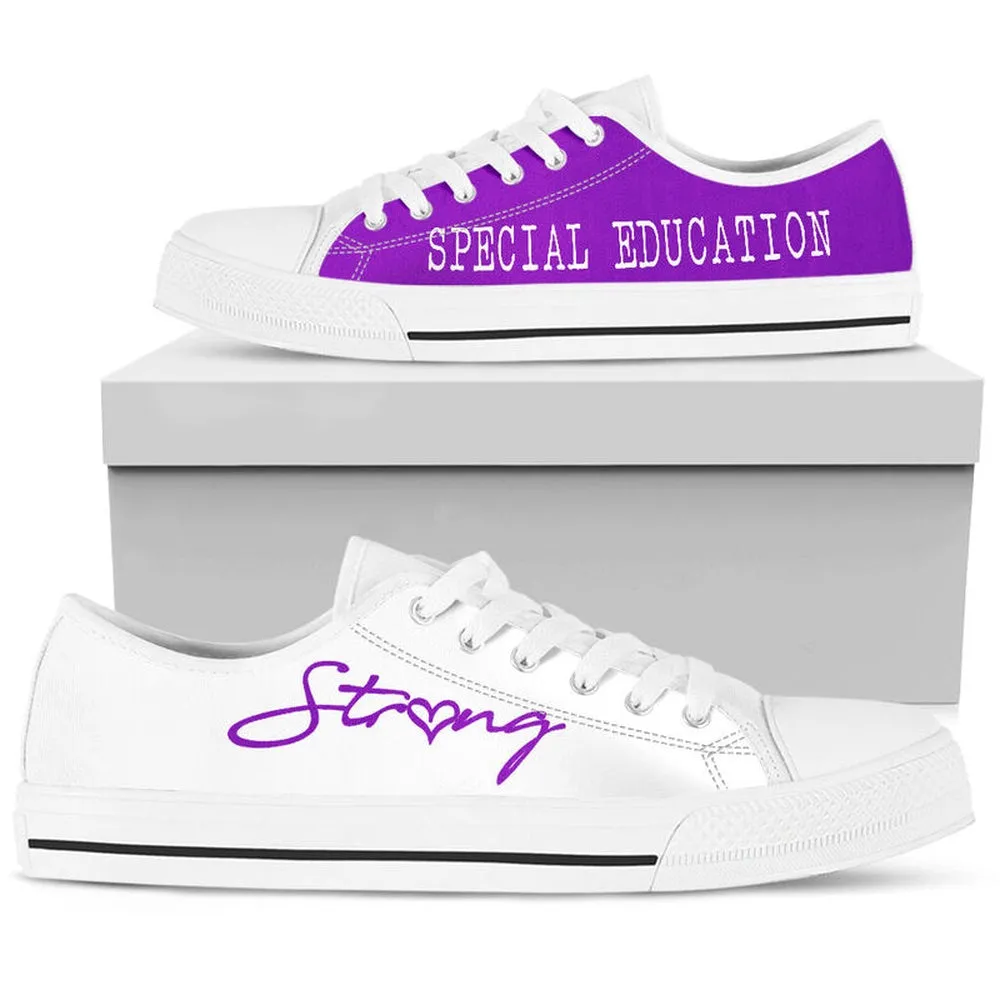 Special Education Strong Purple White Shoes, Teacher Shoes, Low Top Sneakers