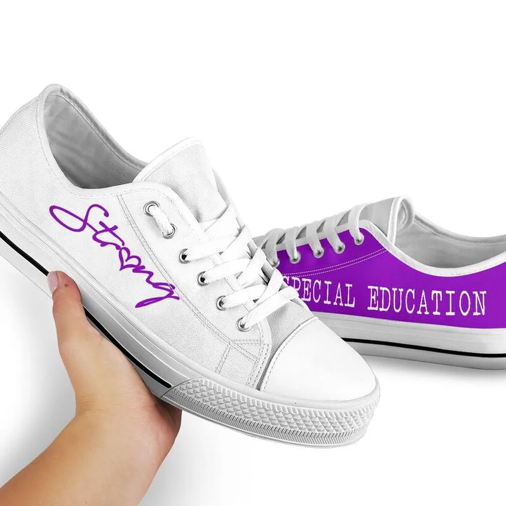 Special Education Strong Purple White Shoes, Teacher Shoes, Low Top Sneakers