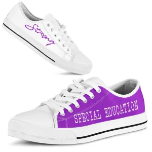 Special Education Strong Purple White Shoes, Teacher Shoes, Low Top Sneakers