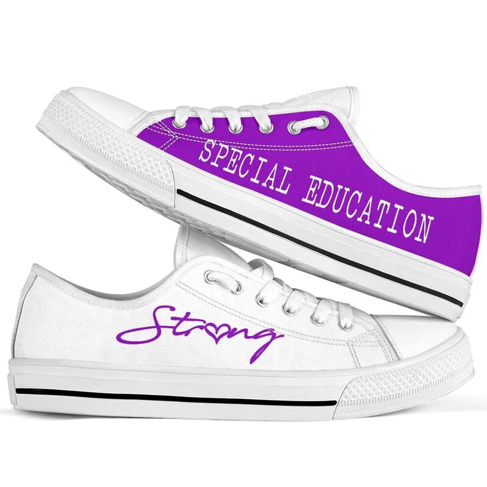 Special Education Strong Purple White Shoes, Teacher Shoes, Low Top Sneakers