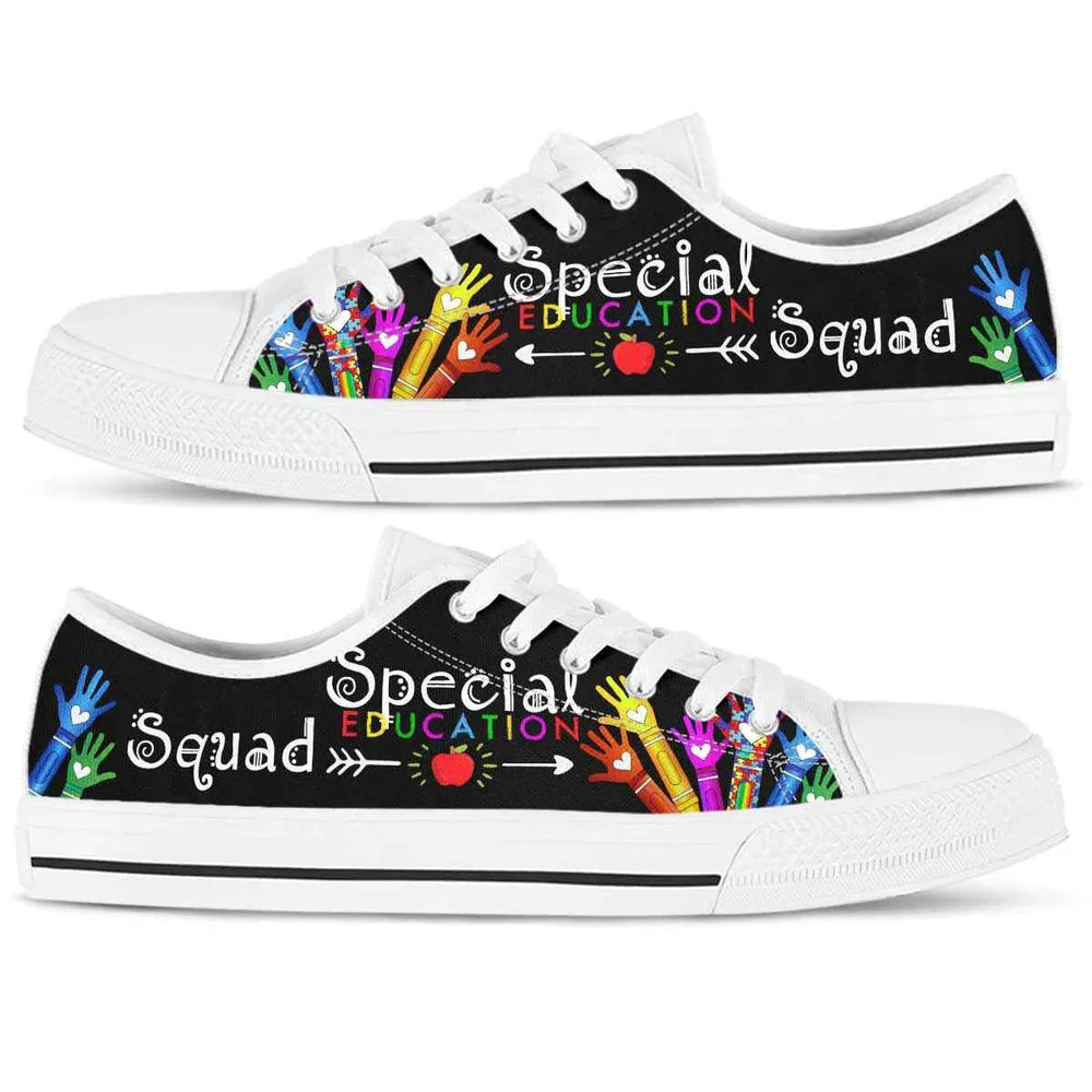 Sped Teacher Colorful Hands Squad Low Top Shoes, Teacher Shoes, Low Top Sneakers