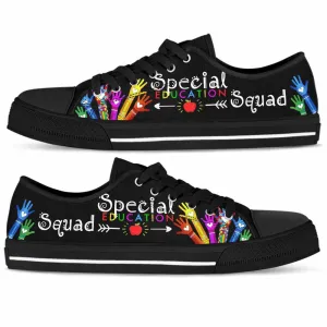 Sped Teacher Colorful Hands Squad Low Top Shoes, Teacher Shoes, Low Top Sneakers