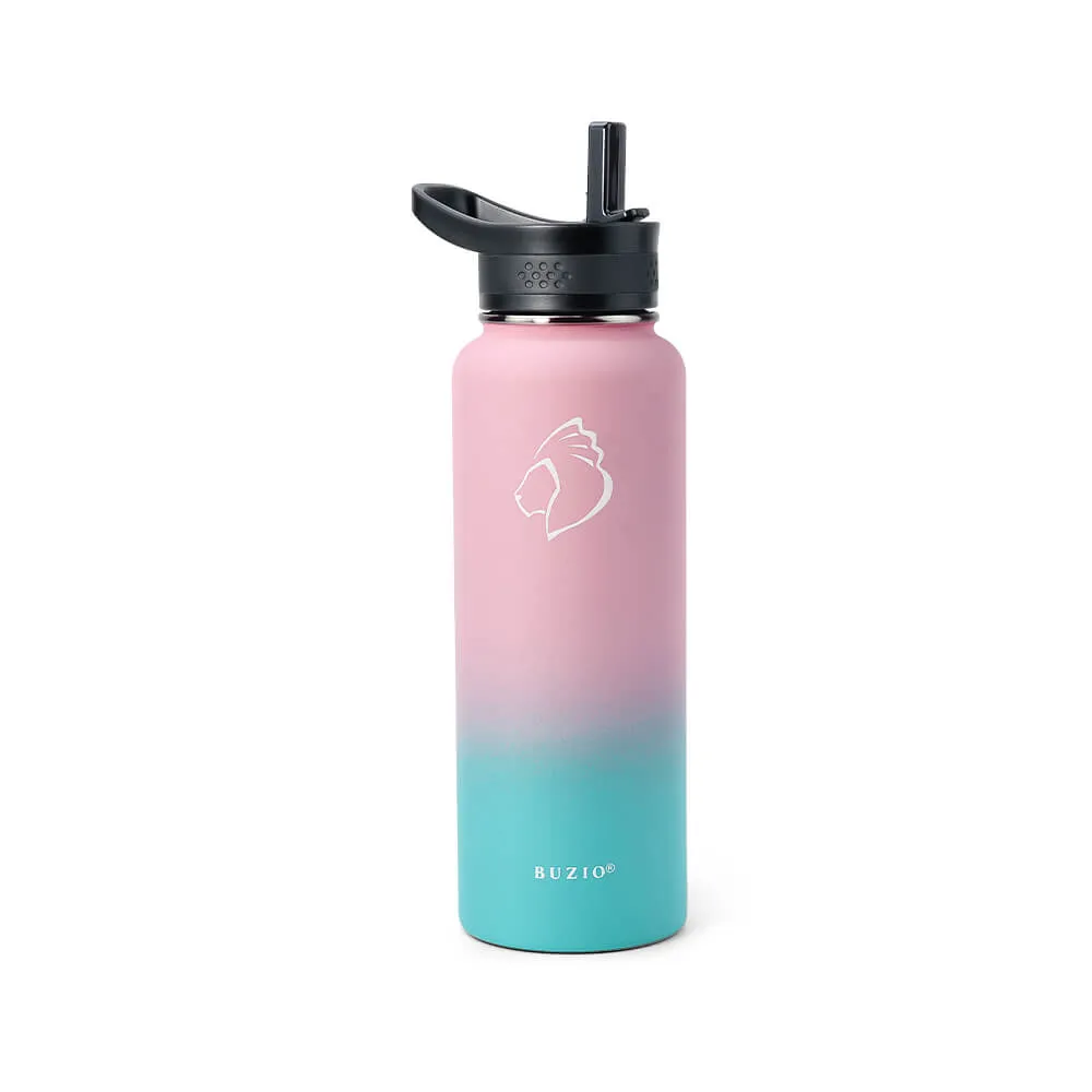 Stainless Steel Water Bottle with 3 Lids | 40oz | Bubble Gum