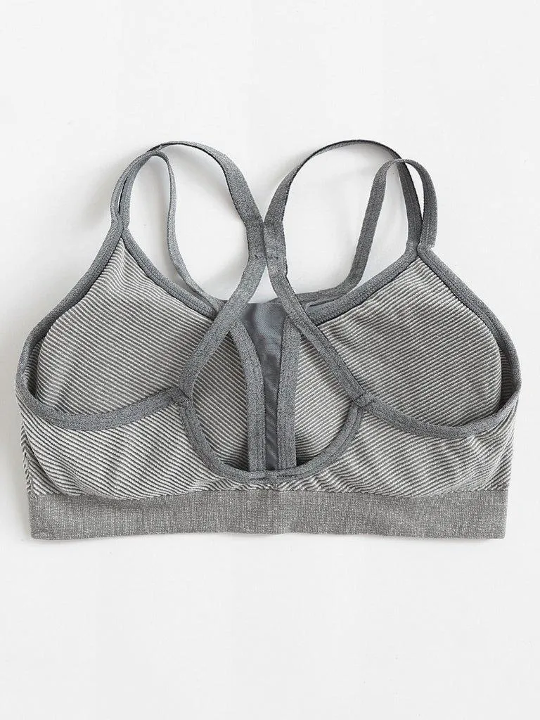 Striped Strappy Sports Bra