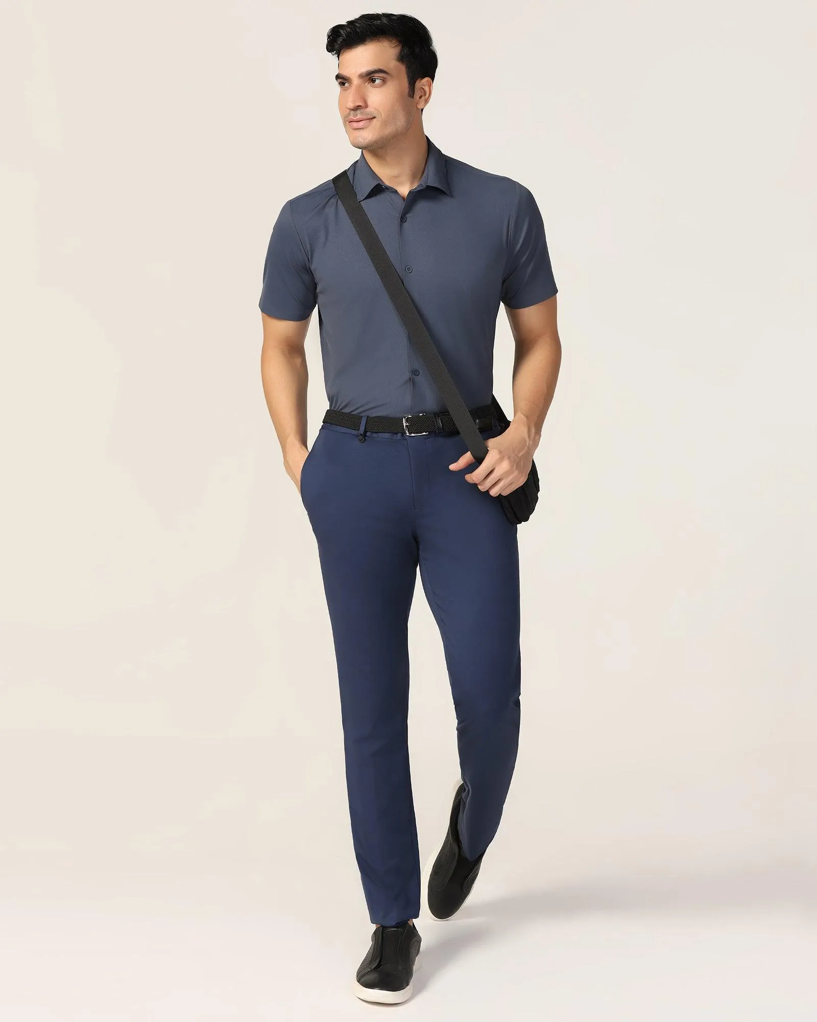 TechPro Formal Half Sleeve Midnight Blue Solid Shirt - Alfie