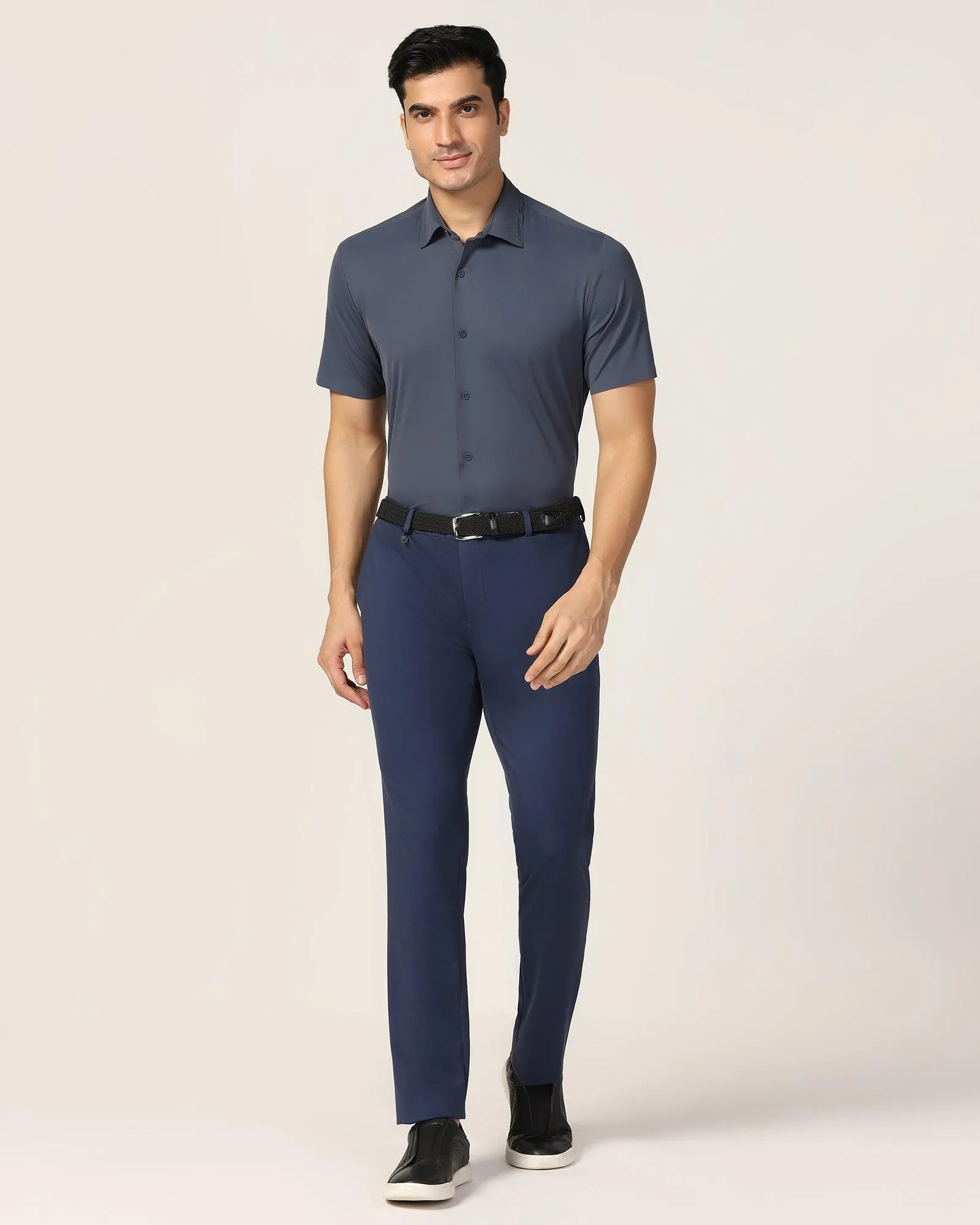 TechPro Formal Half Sleeve Midnight Blue Solid Shirt - Alfie