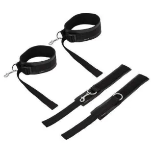 Thigh And Wrist Cuff Set Black for Couples Restraint Role Play