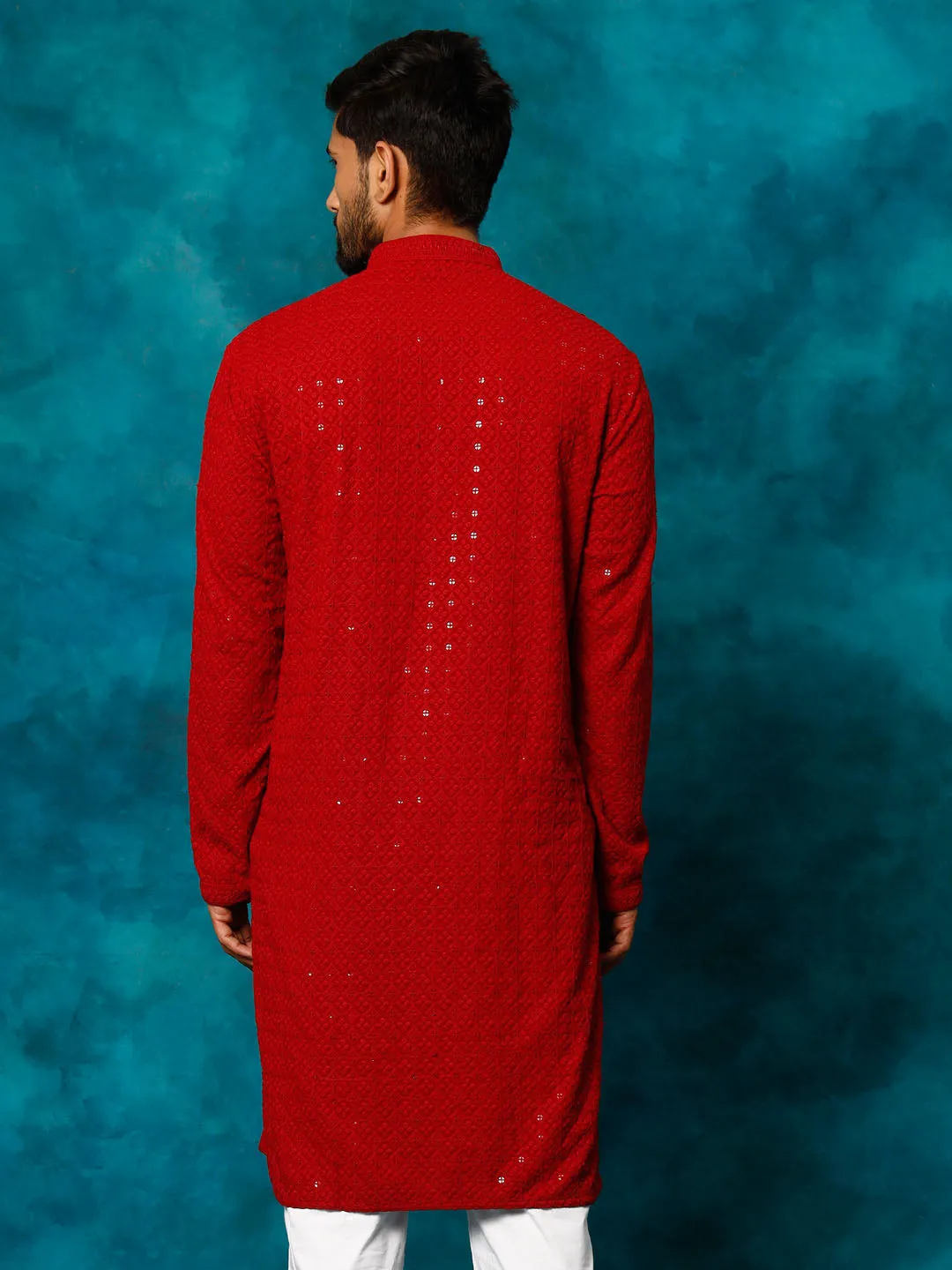 Vastramay Maroon Rayon Schiffli Kurta