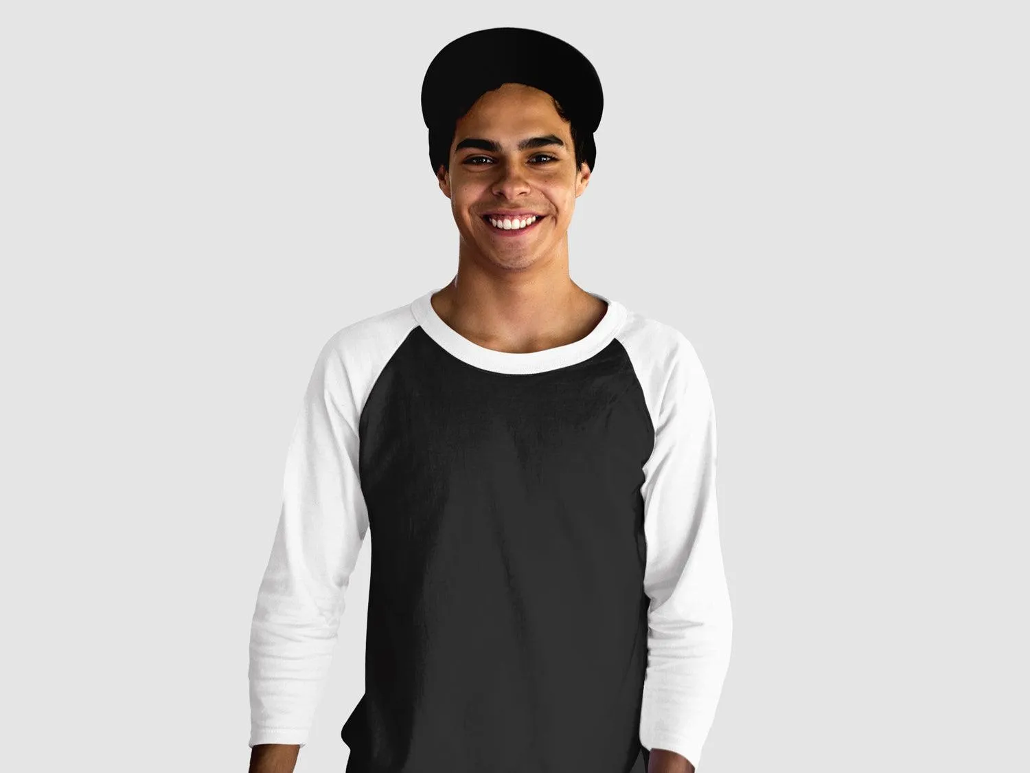 White & Black Raglan Sleeve T-shirt for Men - 100% Cotton, Super Soft