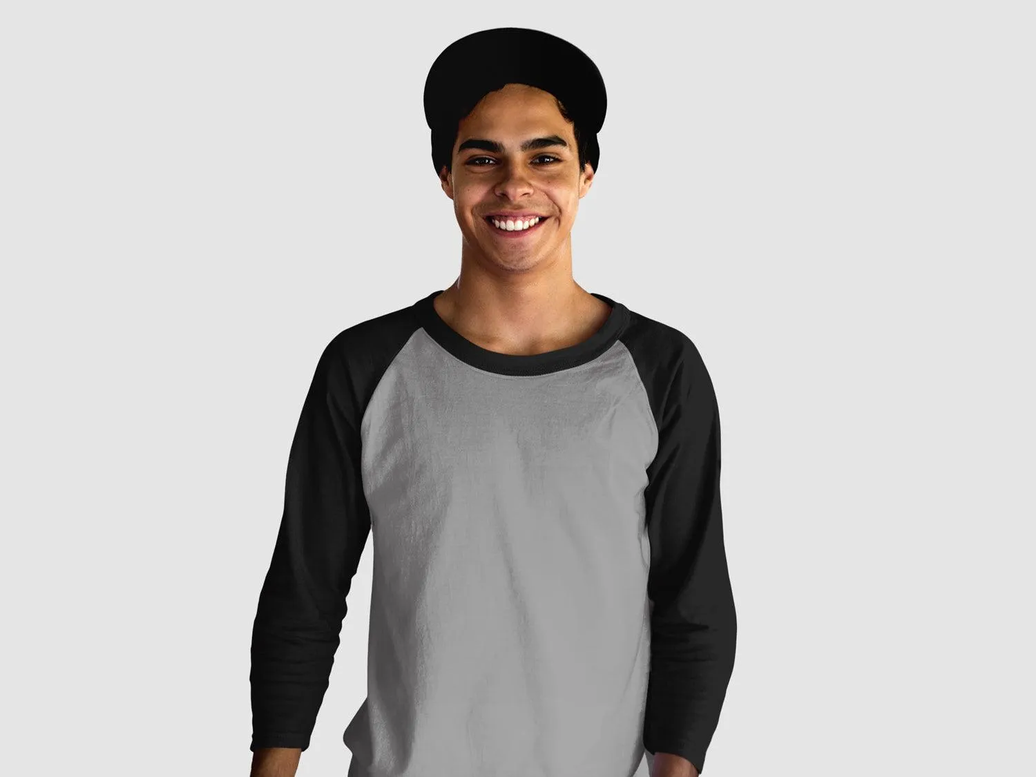 White & Black Raglan Sleeve T-shirt for Men - 100% Cotton, Super Soft