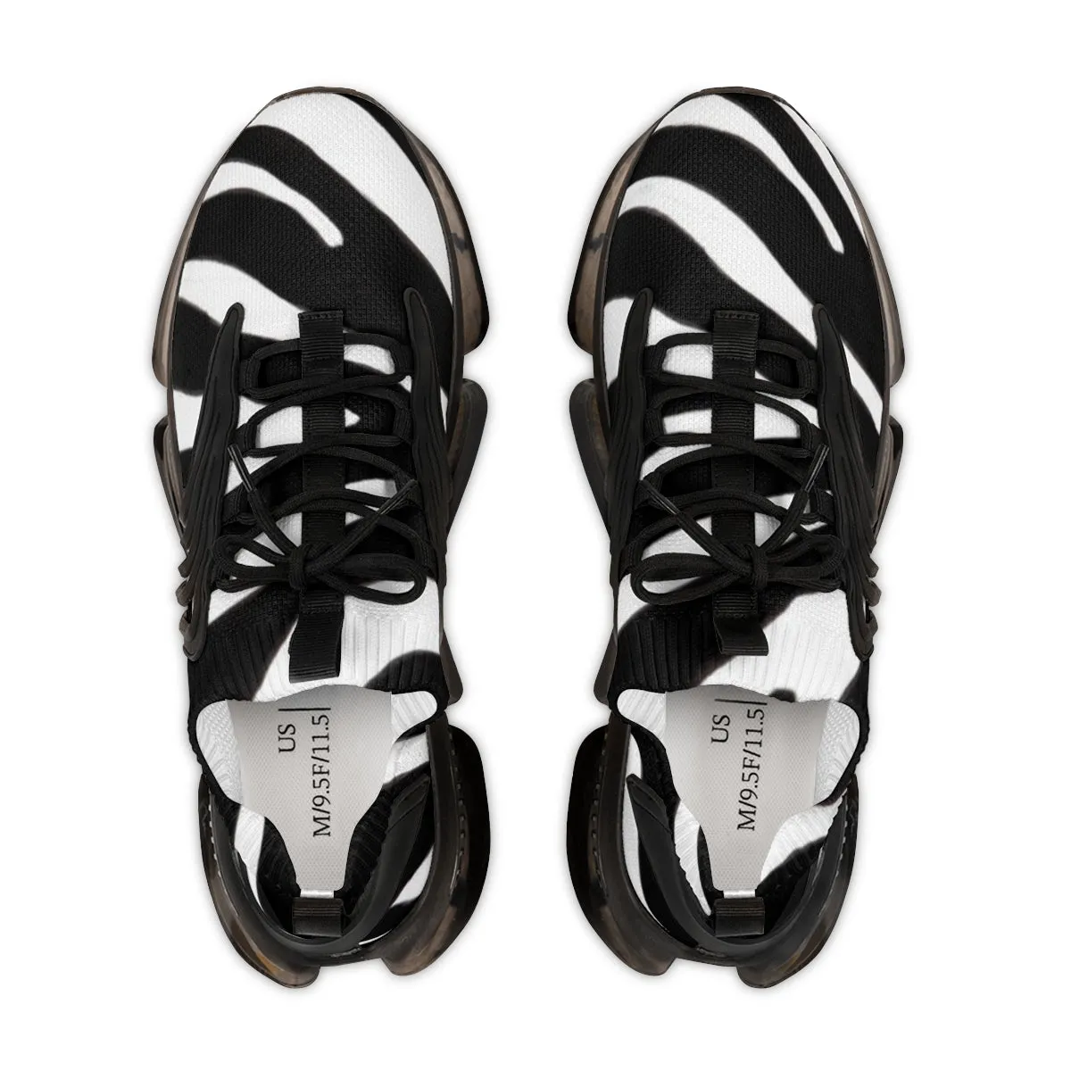 White Zebra Print Men's Shoes, Best Zebra Stripes Animal Print Comfy Men's Mesh Sports Sneakers