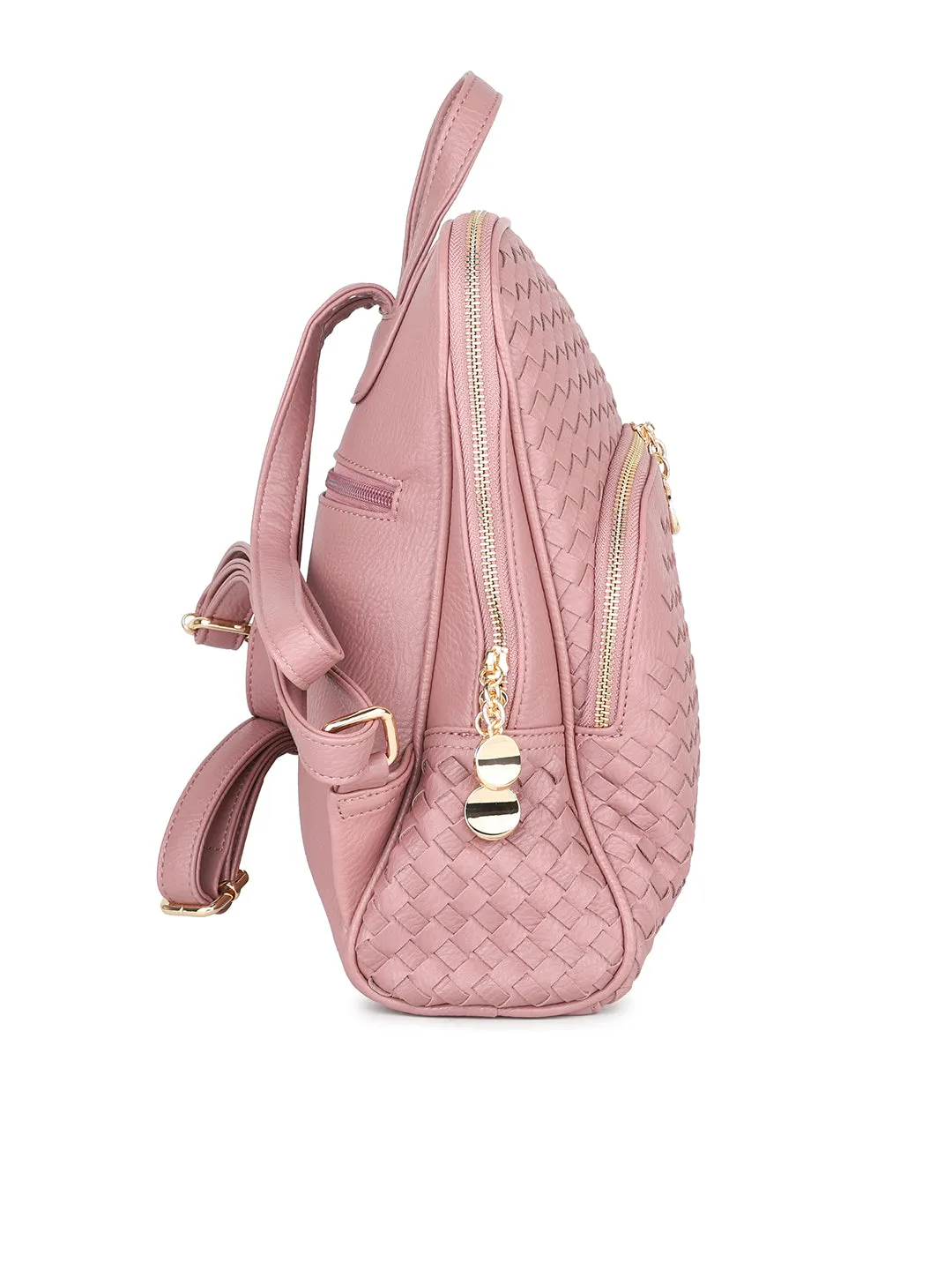 Women Lavender Textured Backpack Cum Handbag