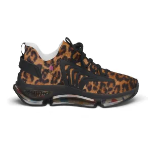 Women's Brown Leopard Mesh Sneakers, Best Animal Print Mesh Breathable Sneakers For Women (US Size: 5.5-12)