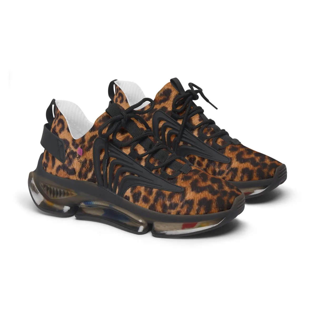 Women's Brown Leopard Mesh Sneakers, Best Animal Print Mesh Breathable Sneakers For Women (US Size: 5.5-12)