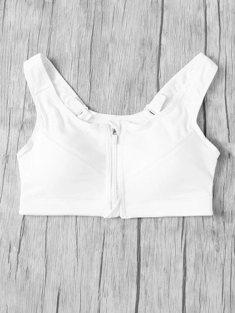 Zipper Front Racerback Sports Bra