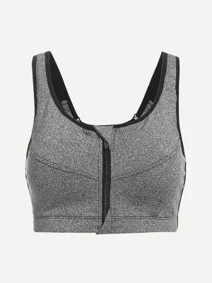 Zipper Front Sports Bra